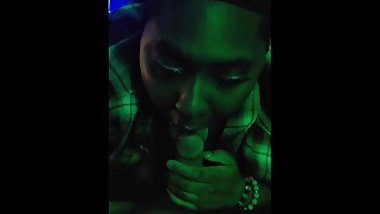 Ebony BBW sucks and fucks big white cock