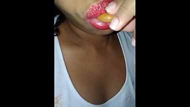 Sucking a candy
