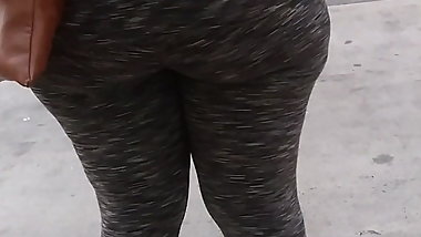 Milf with big ass at bus stop (dancing)