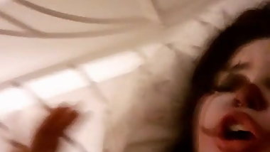 Lovely chubby chokes on cum